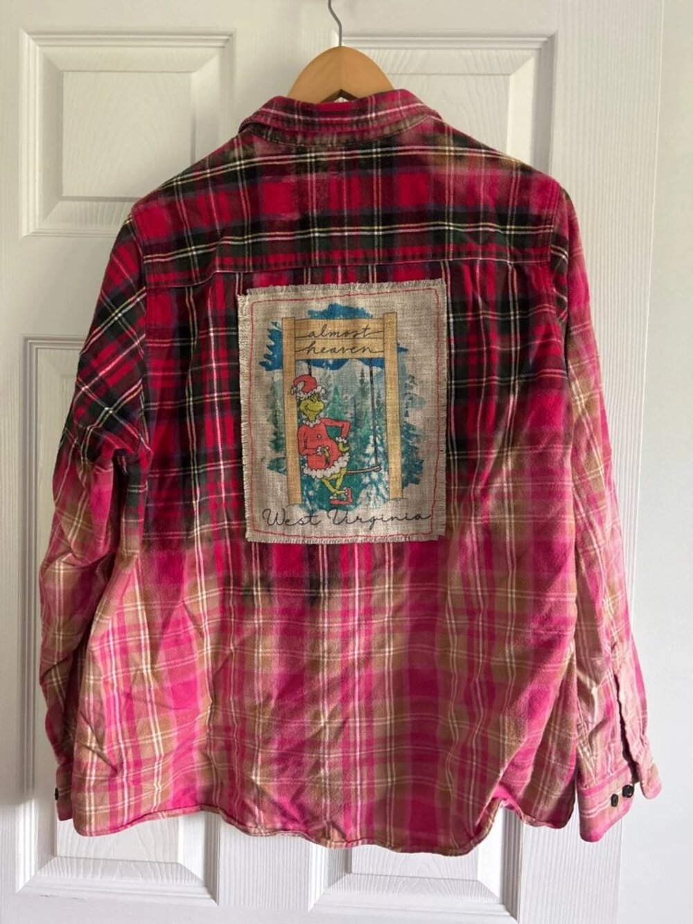 LL bean custom Flannel Shirt WV Grinch Christmas